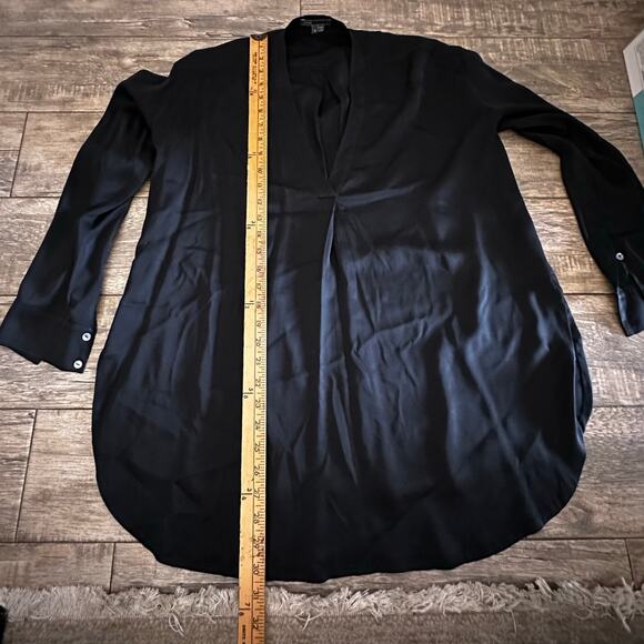 Vince Women's Black Silk band collar Blouse shirt Top Size S - Picture 7 of 8